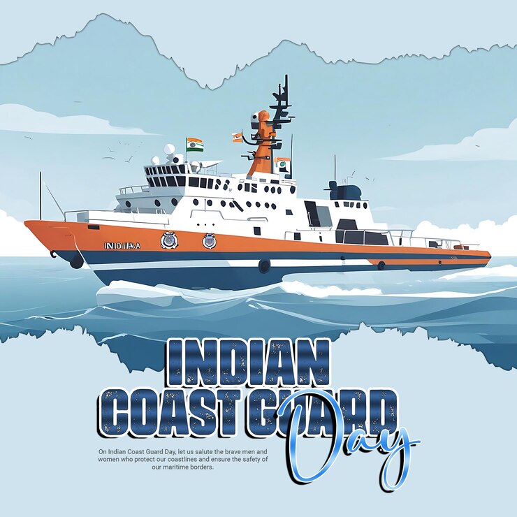 Templato de banner para el Día de la Guardia Costera de la India en las redes sociales
