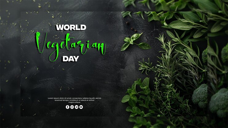 PSD templato de fondo para el cartel del día mundial del vegetarianismo
