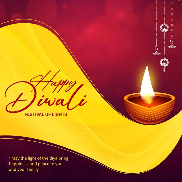 PSD templato de publicación en las redes sociales para la celebración del festival de diwali