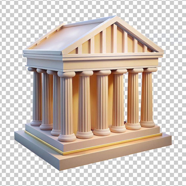 PSD temple grec isolé sur un fond transparent 3d