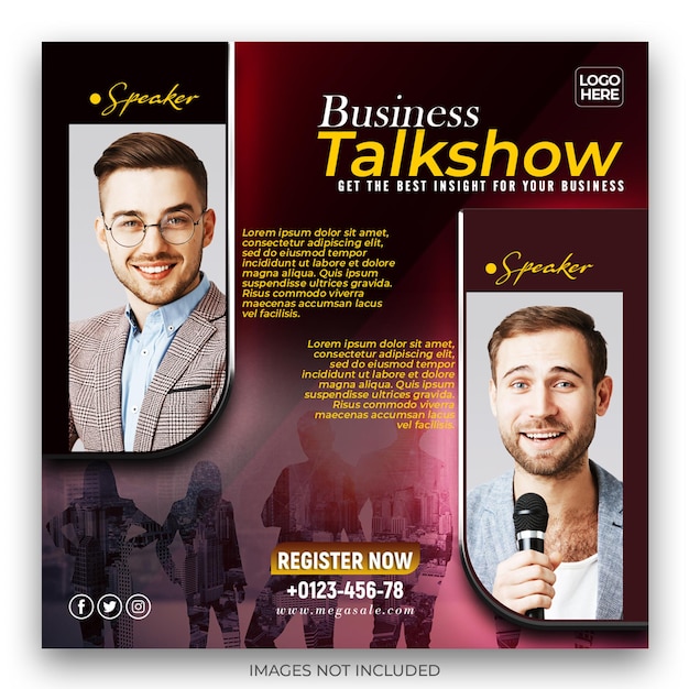 PSD templete redes sociales business talk show