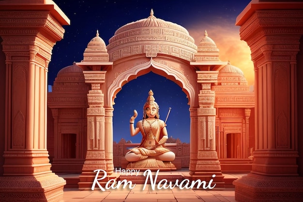 PSD templo de diseño creativo de ram navami