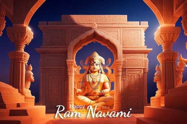 PSD templo de diseño creativo de ram navami