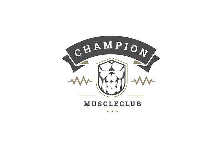 PSD templo de diseño del logotipo del centro de gimnasio con cinta