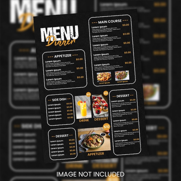 TEMPLO DISEÑO DE MENU Impresión en formato A4