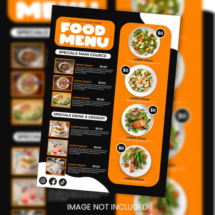 PSD templo diseño de menu impresión en formato a4