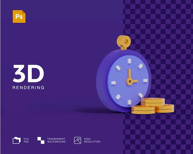 Tempo 3d é ícone de dinheiro