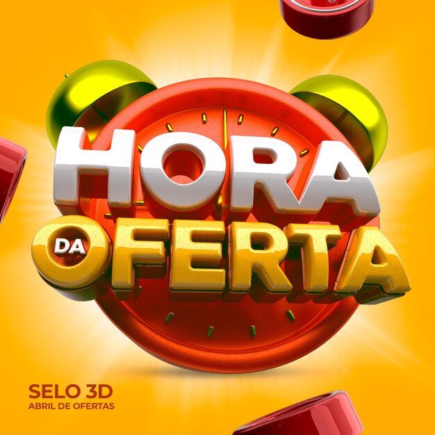 TEMPO DE OFERTA DE SELO 3D VERMELHO AMARELO