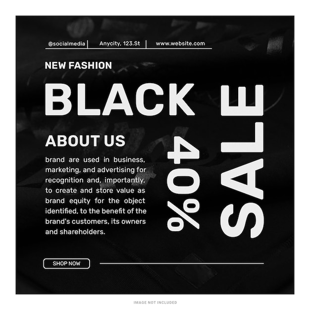 TEMPO NERO Nuovo stile di moda VENDITA modello di post Instagram design psd