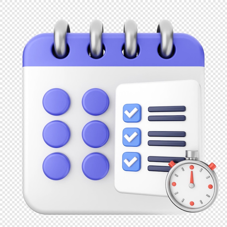 PSD temporador de exame de calendário 3d