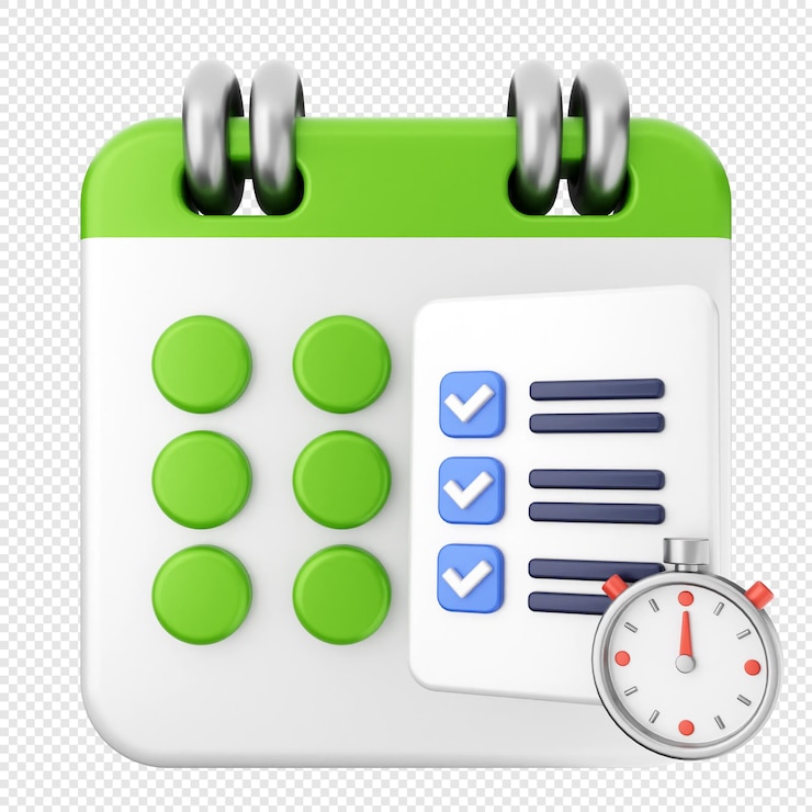PSD temporador de exame de calendário 3d