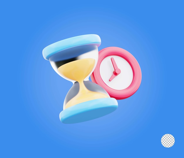 Temporizador de cuenta atrás dinámico de reloj de arena con arena fluida para productividad y programación renderización 3D