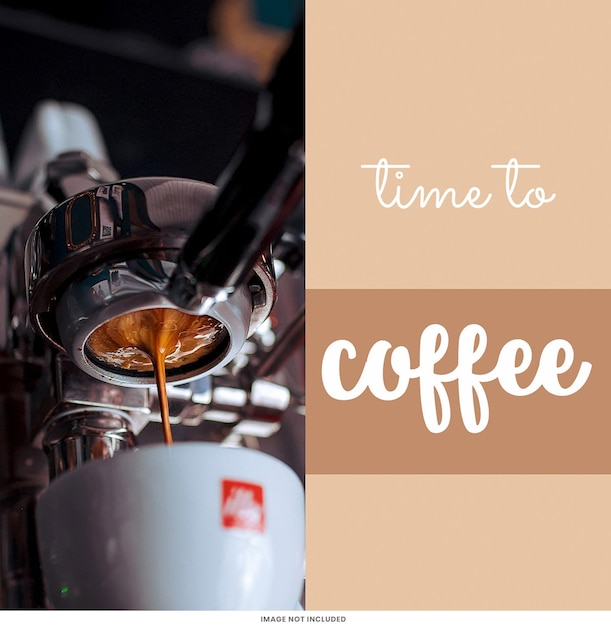 Temps pour le café Instagram Post Template Psd Design Thème des médias sociaux du café