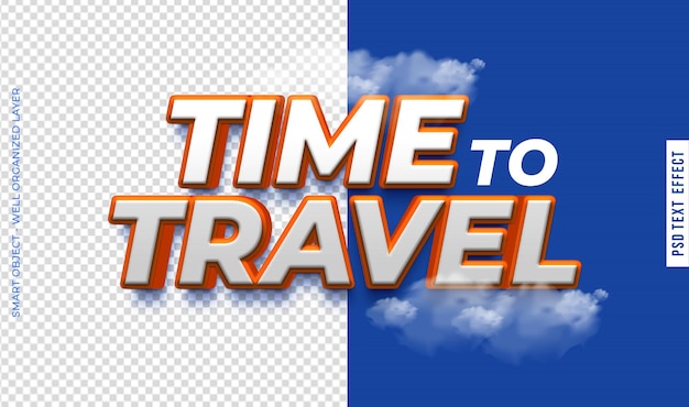 Temps Psd Pour Voyager Avec Effet De Texte De Style 3d Modifiable