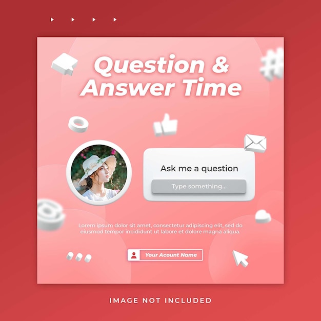 PSD temps de questions et réponses pour le modèle créatif de publication sur les médias sociaux instagram