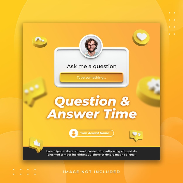 PSD temps de questions et réponses pour le modèle créatif de publication sur les médias sociaux instagram
