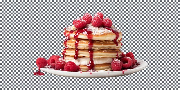 PSD tempting raspberry pancake isolated on transparent background