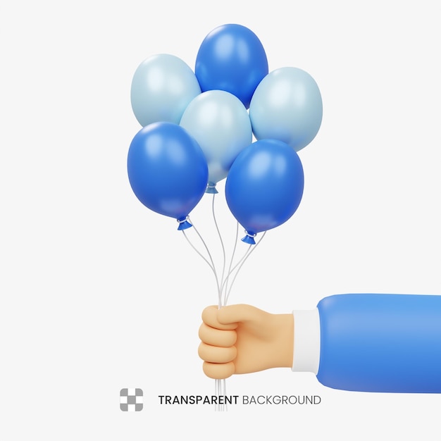 PSD tenant des ballons illustration d'icône 3d