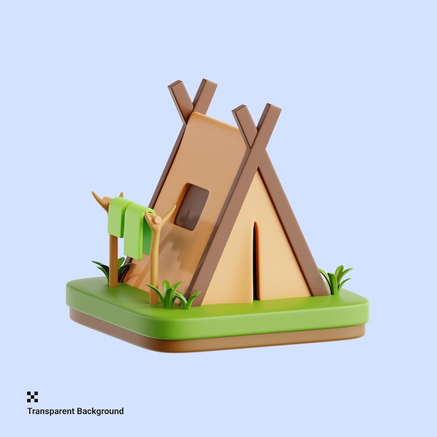 Tenda de aventura lista para acampar al aire libre Ilustración de íconos en 3D