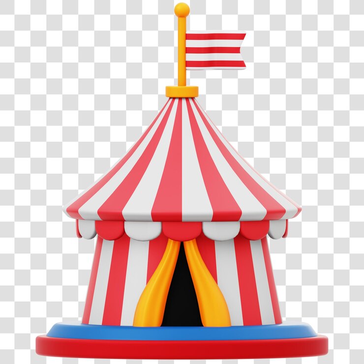 PSD tenda de circo 3d con icono de representación aislado y fondo transparente