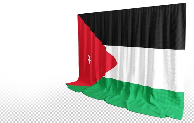 Tenda con bandiera araba in rendering 3D L'eredità senza tempo della Giordania