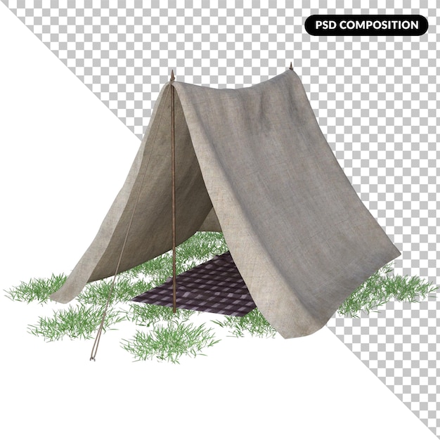 PSD tenda de aventura isolada 3d