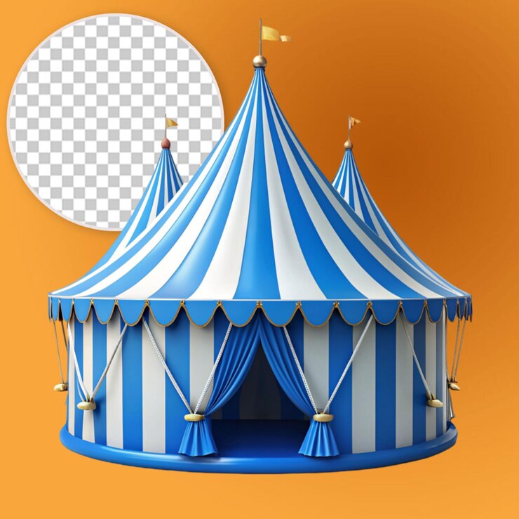 PSD tenda de circo de cor azul
