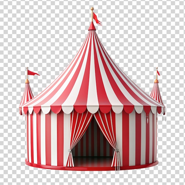 PSD tenda de circo vermelha e branca isolada em fundo transparente
