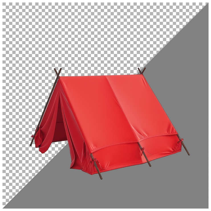 PSD tenda per escursioni con sfondo trasparente