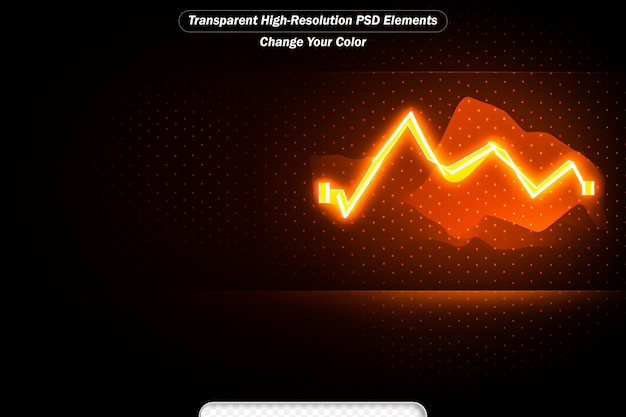 PSD la tendance du signal rouge futuriste est le graphique à flèches descendantes de la transformation numérique.