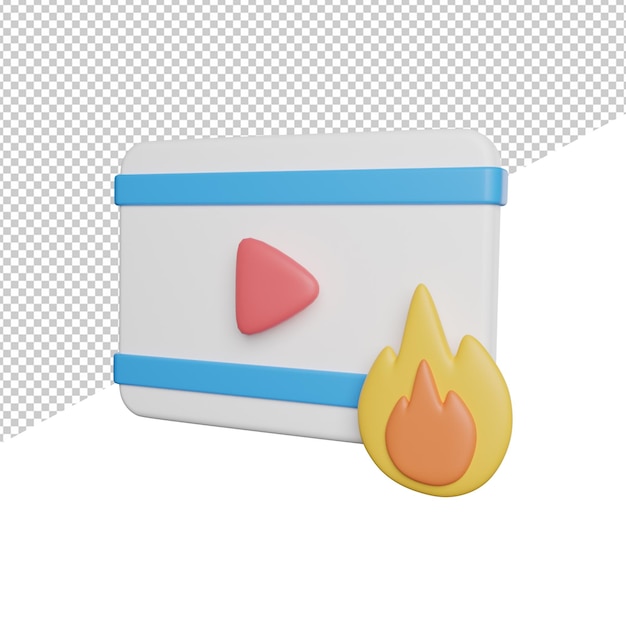 Tendência de conteúdo de vídeo vista lateral ilustração de ícone de renderização 3d em fundo transparente