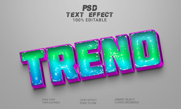 PSD tendencia de efecto de texto 3d estilo de texto editable completo archivo psd