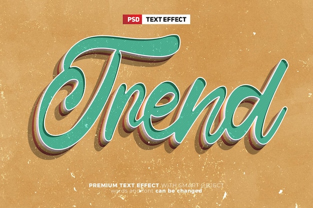 Tendencia retro vintage 3d efecto de texto editable