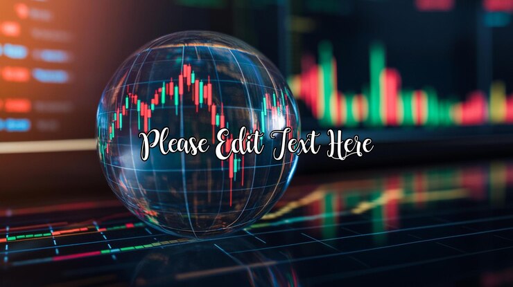 PSD las tendencias mundiales del mercado de valores visualizadas en un globo de cristal que refleja gráficos de datos financieros