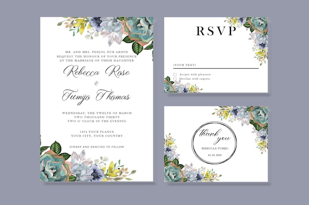 Tender Aquarelle D'invitation De Mariage Floral