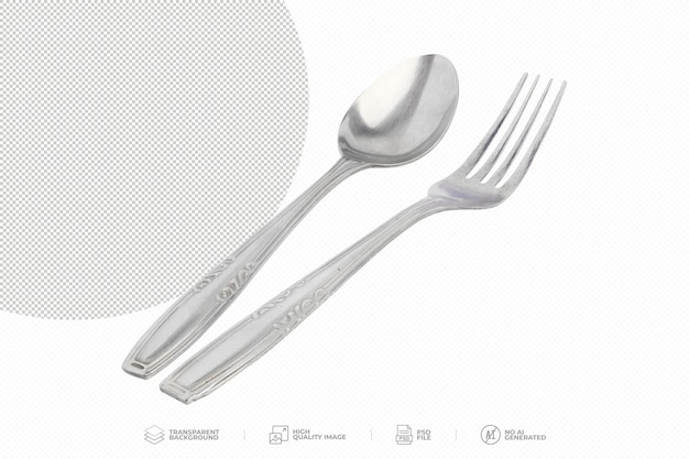 tenedor y cuchara en fondo transparente PSD
