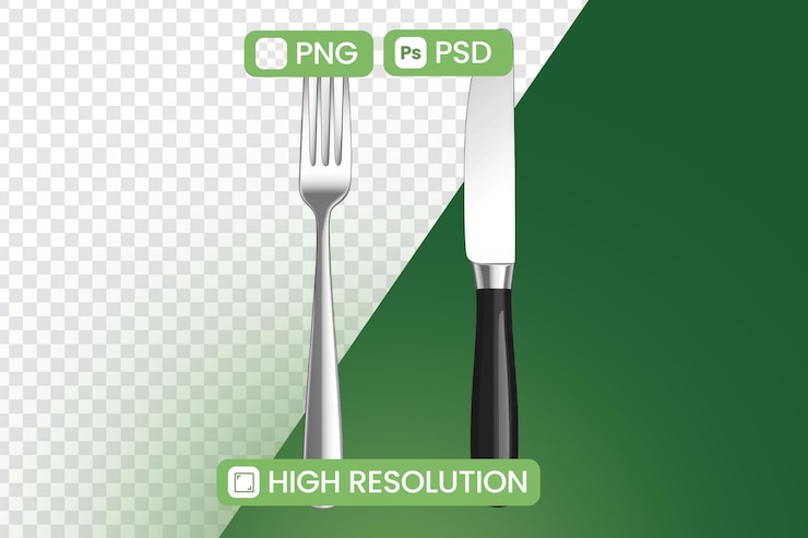 PSD el tenedor y el cuchillo crean elegancia culinaria con deleite culinario