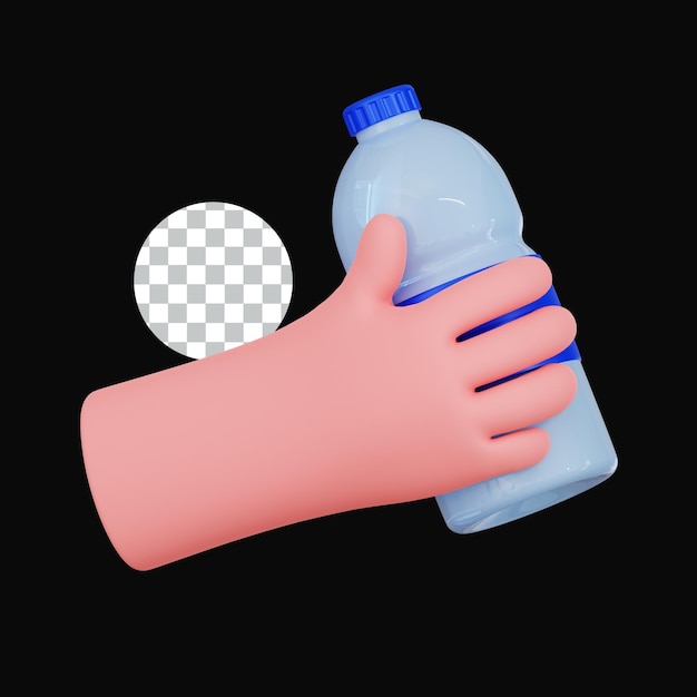 Tenendo in mano una bottiglia d'acqua