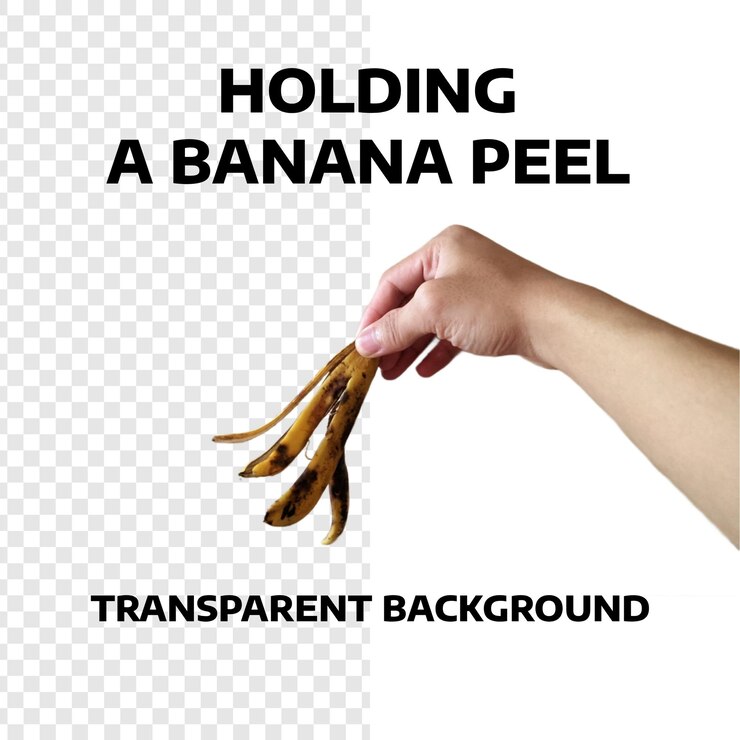 Tenendo in mano una buccia di banana - sfondo trasparente