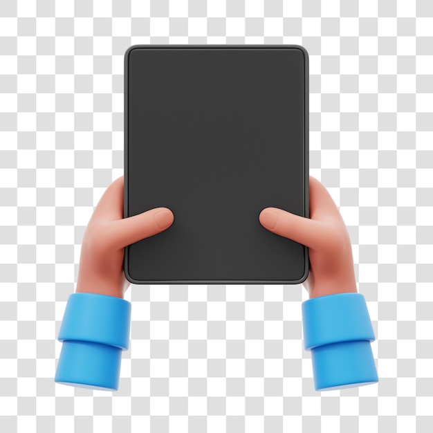 Tenendo la tavoletta 3D Rendering Mockup Isolato sfondo trasparente