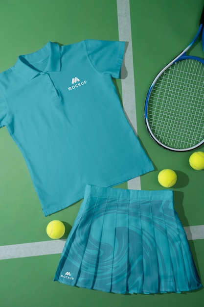 PSD tennis-essentials mit 80er-jahre-ästhetik