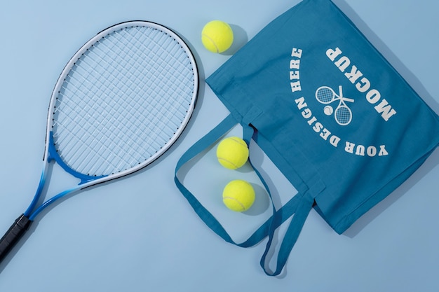 PSD tennis-essentials mit 80er-jahre-ästhetik