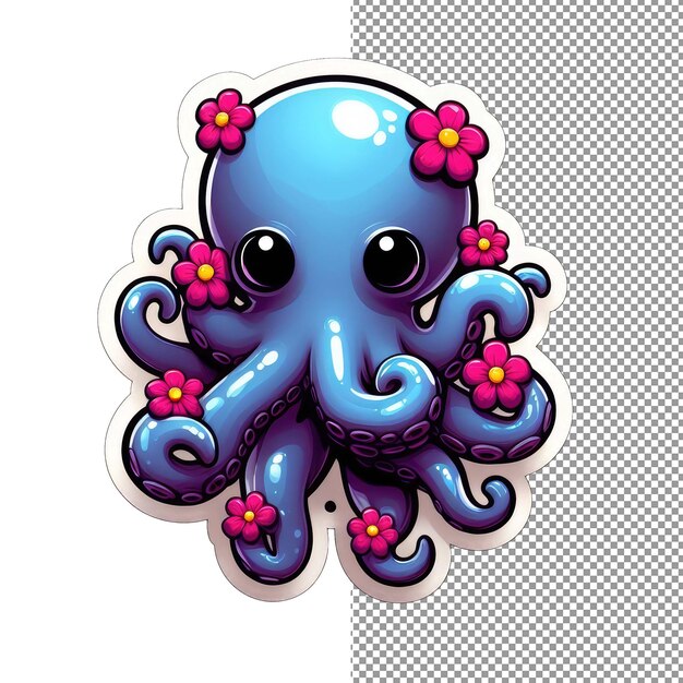 PSD tentáculos florais octopus bonito em adesivo de flores