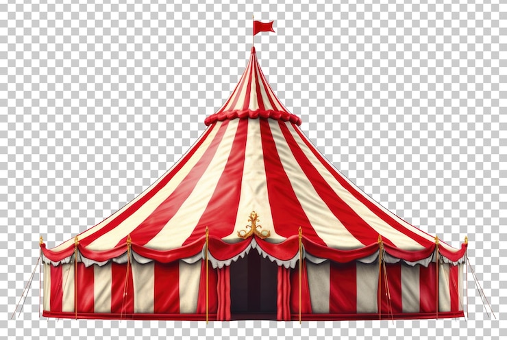 PSD tente de cirque isolée sur fond transparent