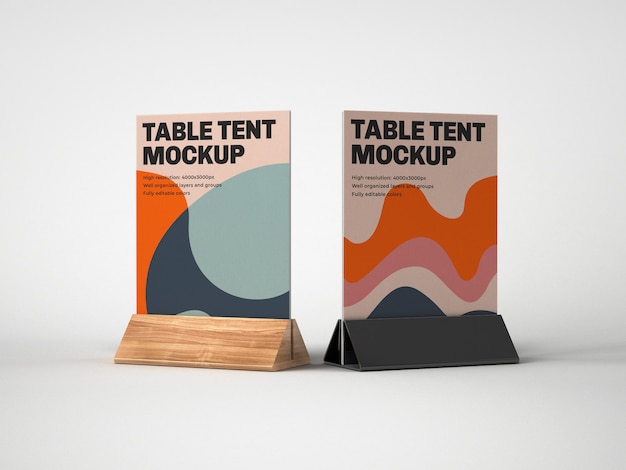 Tente de table avec maquette de support en bois et en plastique