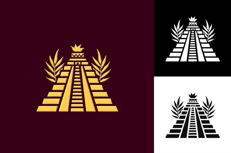 PSD teotihuacan con un antiguo logotipo que representa las pirámides diseños de un símbolo de la cultura mexicana
