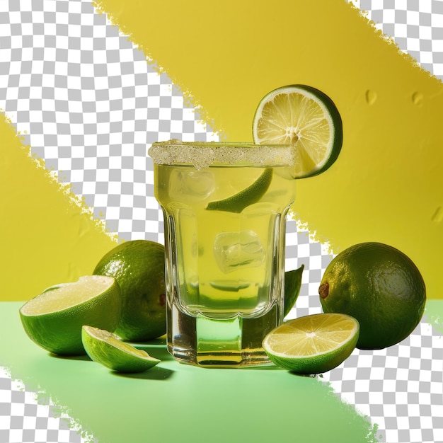 PSD tequila avec fond transparent citron vert