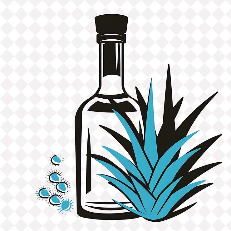 PSD tequila con un ícono animado que muestra una botella de tequila diseños de símbolos culturales de méxico