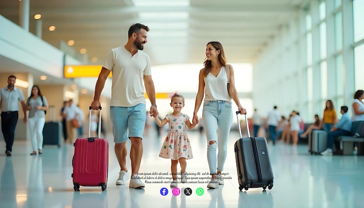 PSD terminal aeroportuário de férias familiares
