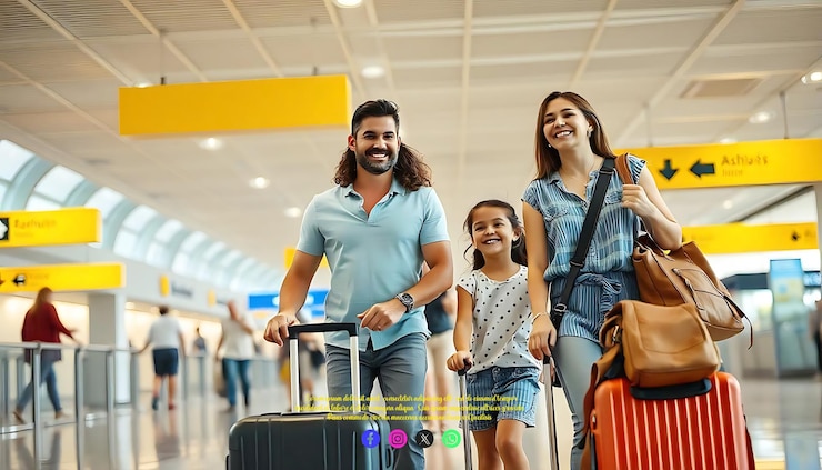 PSD terminal aeroportuário de férias familiares
